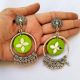 Light Green Oxidized Jhumka Bali Earrings